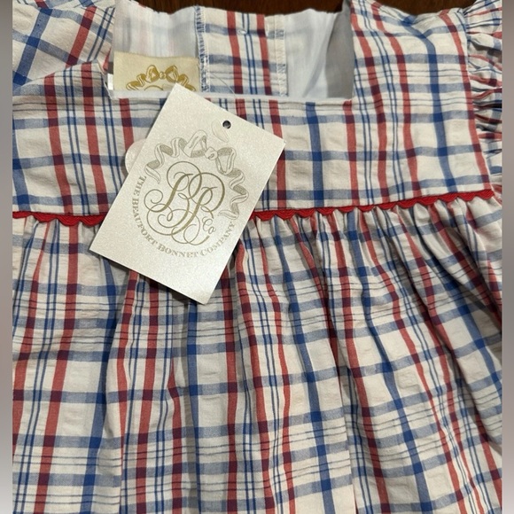 NWOT TBBC Rosemary Ruffle Dress - Sewanee Seersucker w/ Richmond Red Ric Rac 2T - Picture 5 of 12